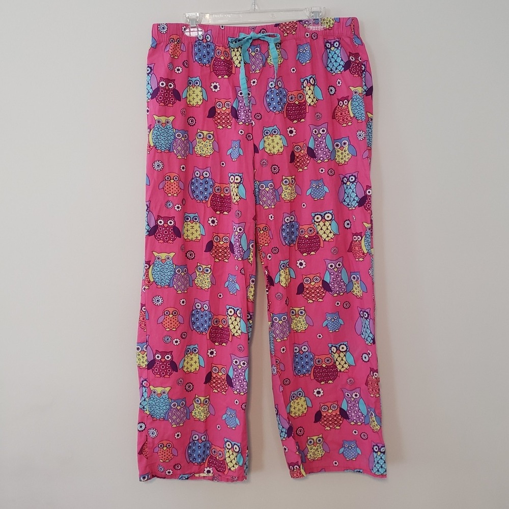 Nick & Nora Womens Pajama Bottoms Lounge Pants XL Owls Casual Comfort Drawstring